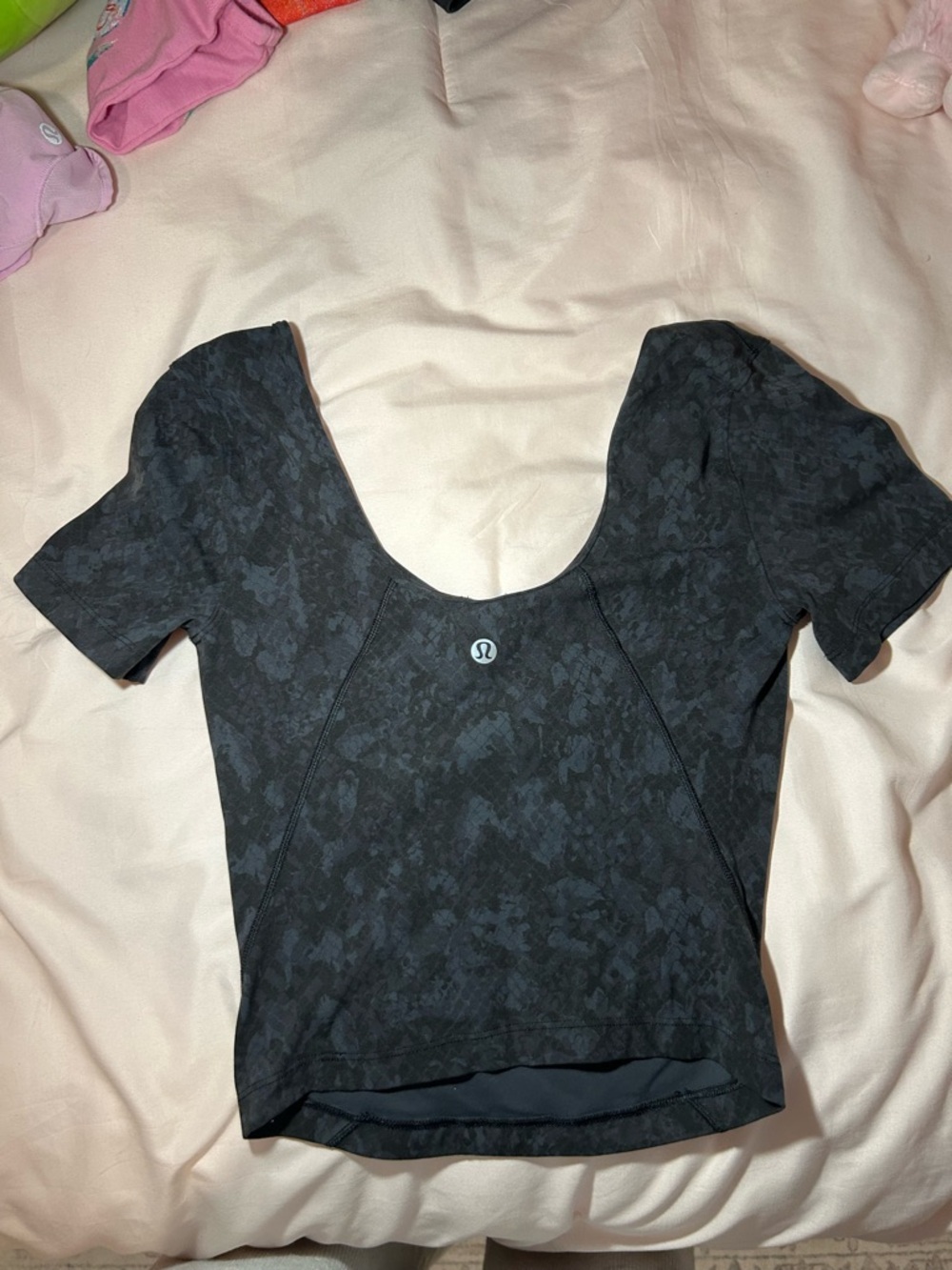lululemon athletica Black Short Sleeve Scoop-Back Top